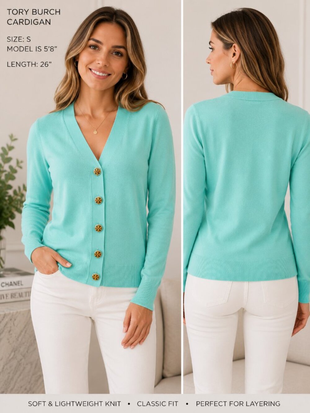 TORY BURCH MINT/AQUA SIZE SMALL